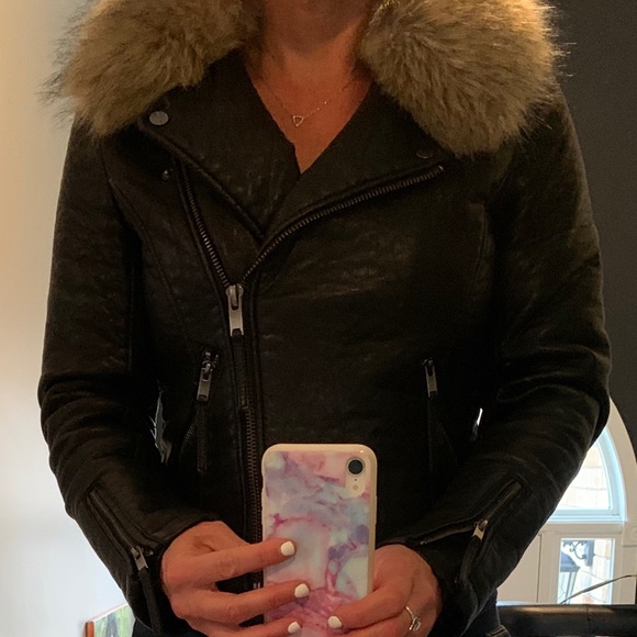 Topshop Moto Jacket with Removable Ruff - Picture 4 of 6